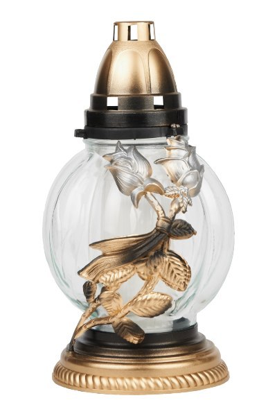 ZNICZ SZKLANA KULA Z RÓŻAMI ZŁOTA KULKA TANI ZNICZ