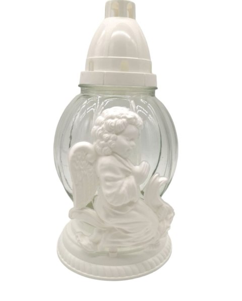 ZNICZ ZNICZE ANIOŁ W BIELI ANIOŁEK BIAŁY KLASYCZNY NA KULI