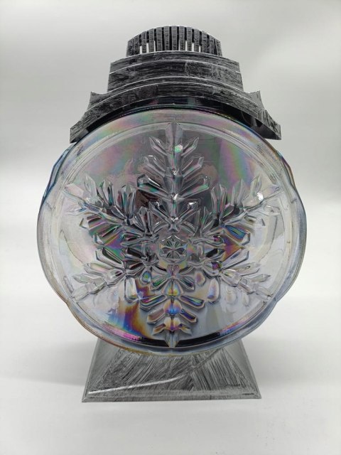 Znicz matowy szklany świąteczny DUŻY SREBRNY SZOPKA GRAFITOWA DUŻA MATOWE SZKŁO