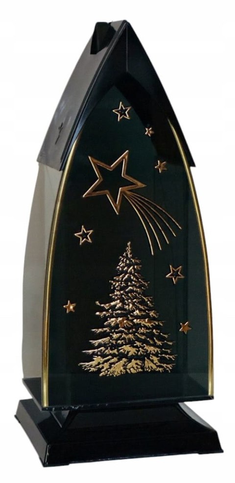 Znicz świąteczny kapliczka choinka złota czarny znicz gwiazdka złota