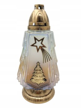 Znicz świąteczny złota choinka świąteczna choinka 36 cm z gwiazdką brokat