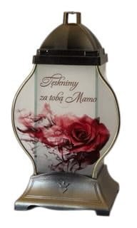 ZNICZ SZKLANA KAPLICZKA Z RÓŻĄ I DEDYKACJĄ DLA MAMY ( WYBÓR KOLOR)